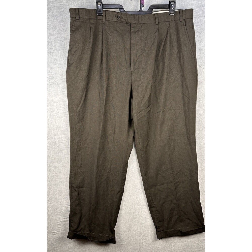 Alexander Lloyd Worsted Wool Trousers 44 X 30 Tag (42x29 actual) Pleated Brown